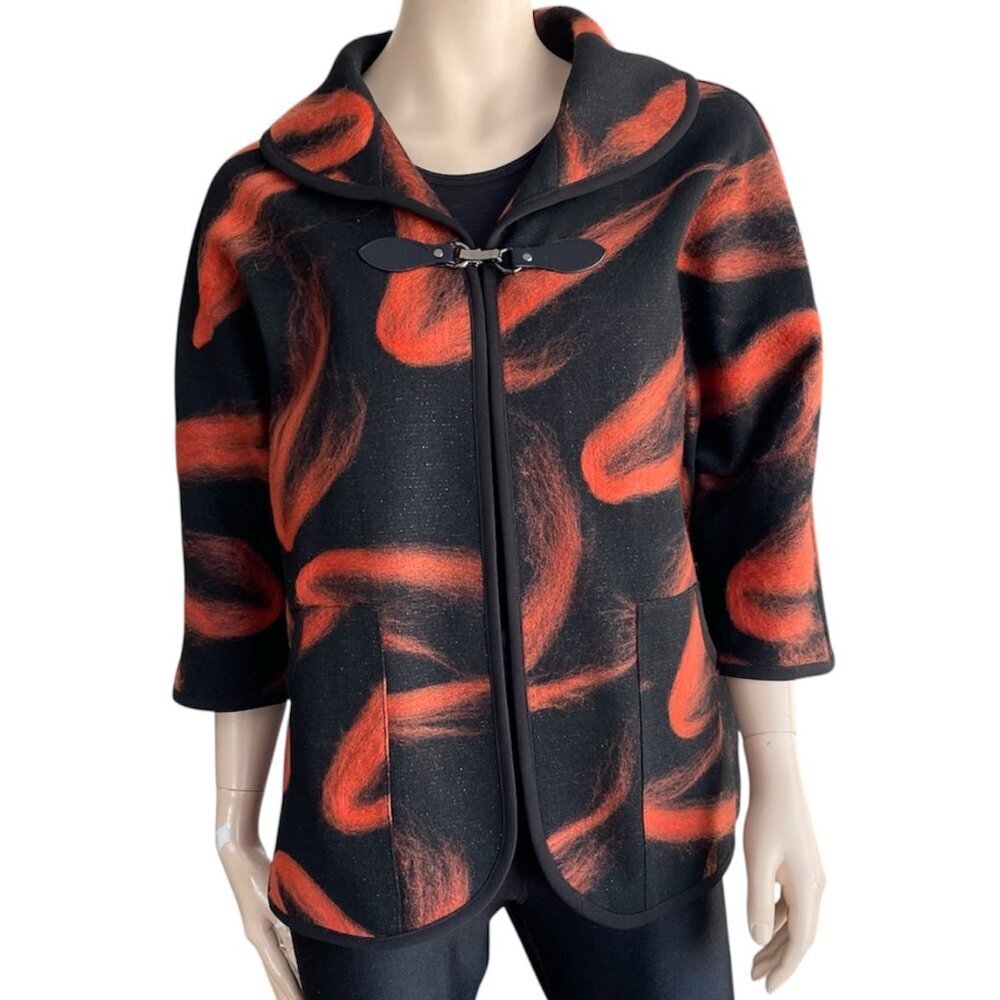Cazza Zacks Sparkle Fuzzy Jacquard Kimono Sleeve Jacket​​